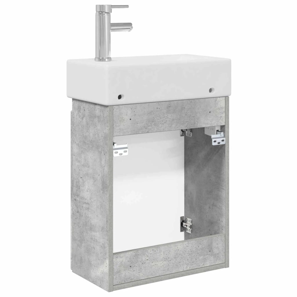 Mobile bagno con rubinetto Grigio Cemento 45,5 x 22,5 x 84 cm 889514