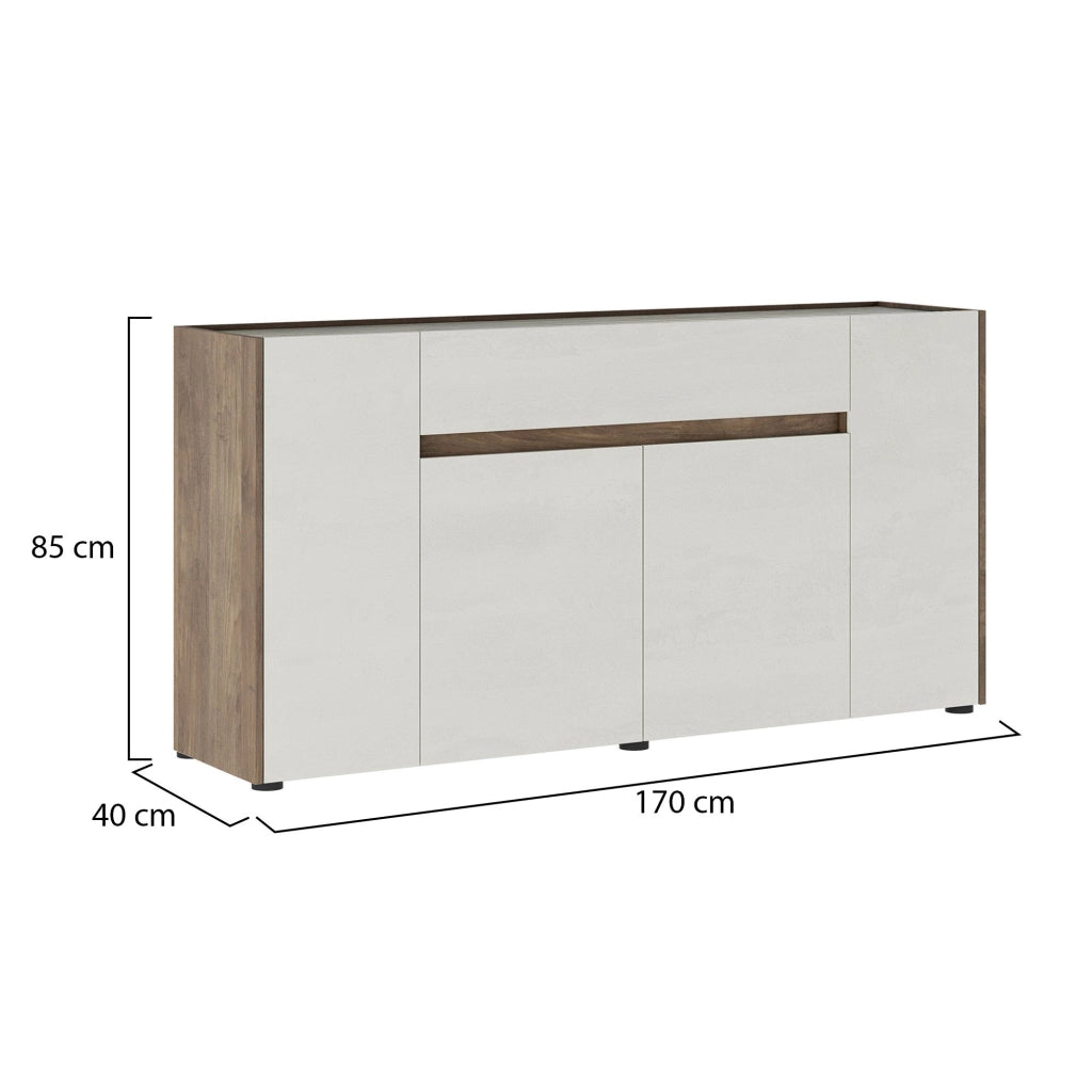Madia Cirimido, Credenza un Cassetto, 170x40x85h cm Bianco