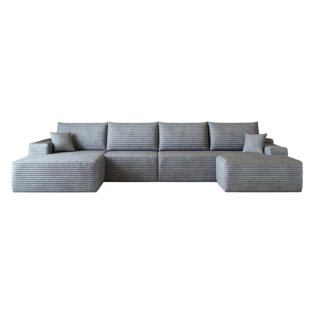 Divano modulare angolare - con seduta profonda e schiuma elastica - in tessuto grigio