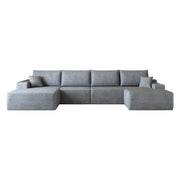 Divano modulare angolare - con seduta profonda e schiuma elastica - in tessuto grigio