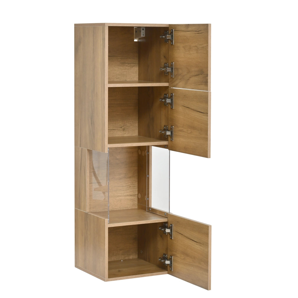 Mobile TV Parete Soggiorno Set 3pz con LED ¨C MINIMAL ¨C Nero e Legno Naturale