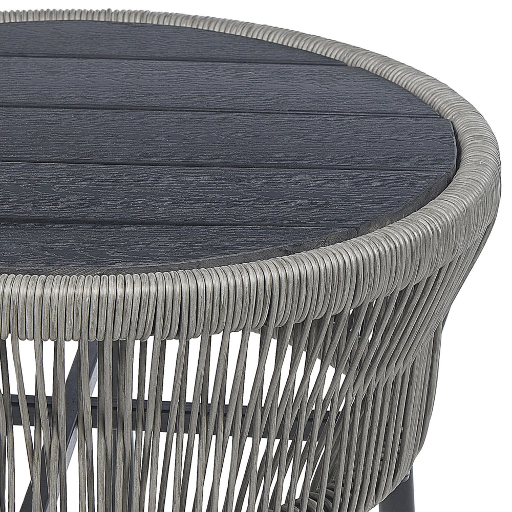 Set bistrot grigio PE Rattan Cuscini staccabili Tavolino da caffè Giardino esterno