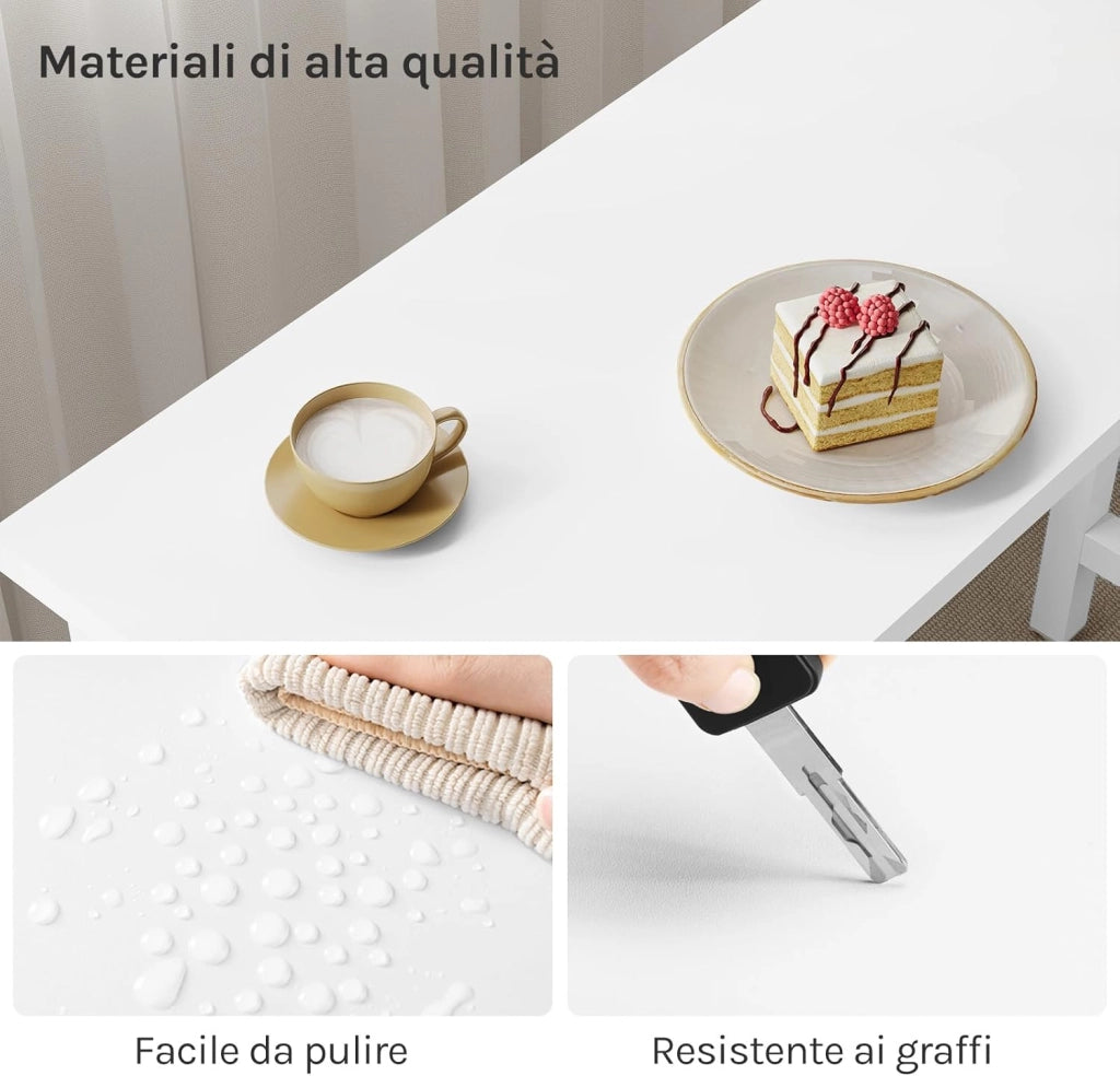 Tavolo da Bar Rettangolare Alto Tavolino per Cucina in Metallo Legno 140x40x100 cm