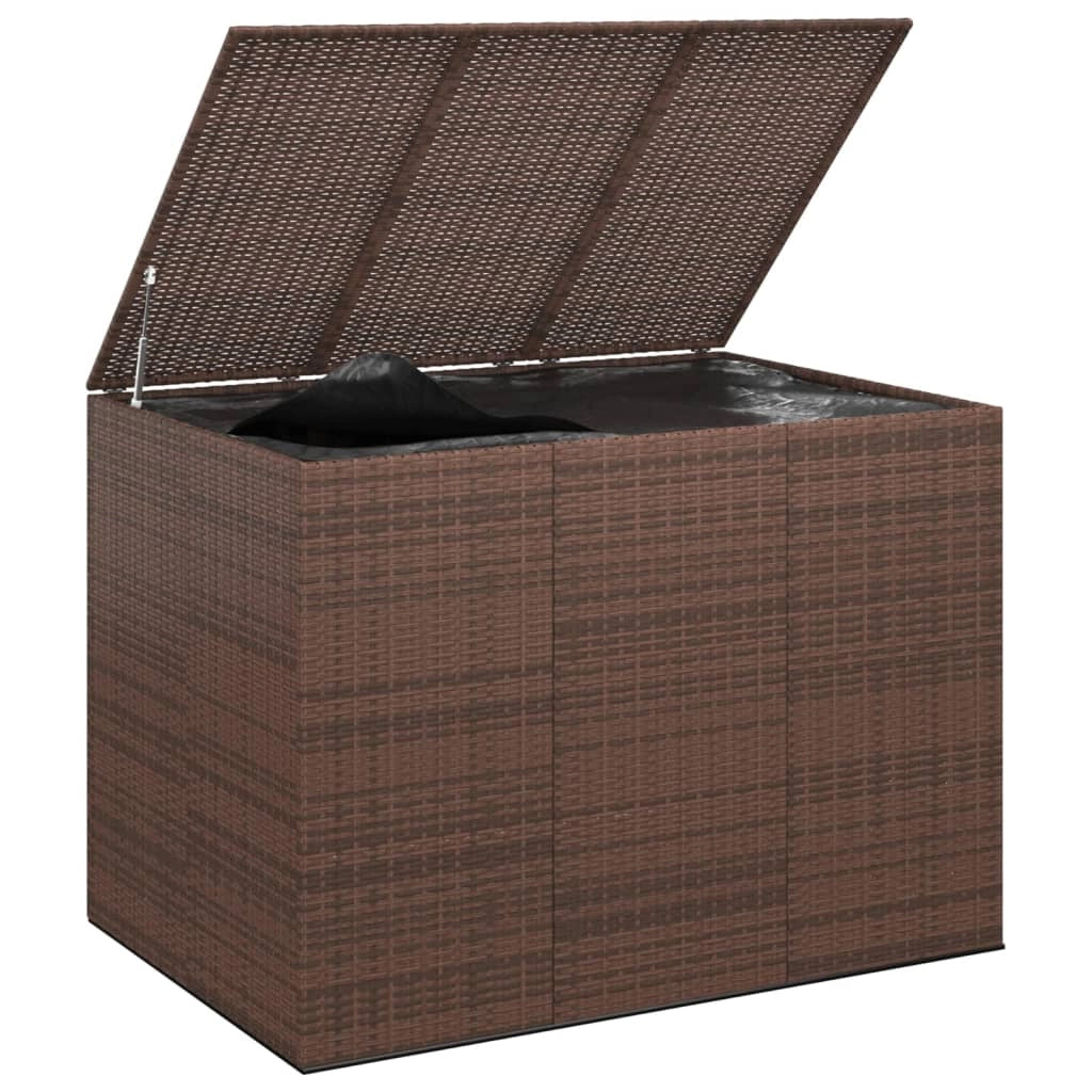 Contenitore per cuscini da giardino in resina intrecciata 145 x 100 x 103 cm marrone 02_0013162