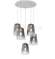 SOSPENSIONE BIANCO TONDA 5 LUCI CROMO 1164BI-S5 T-CR