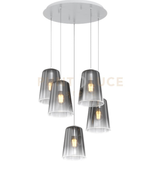 SOSPENSIONE BIANCO TONDA 5 LUCI CROMO 1164BI-S5 T-CR