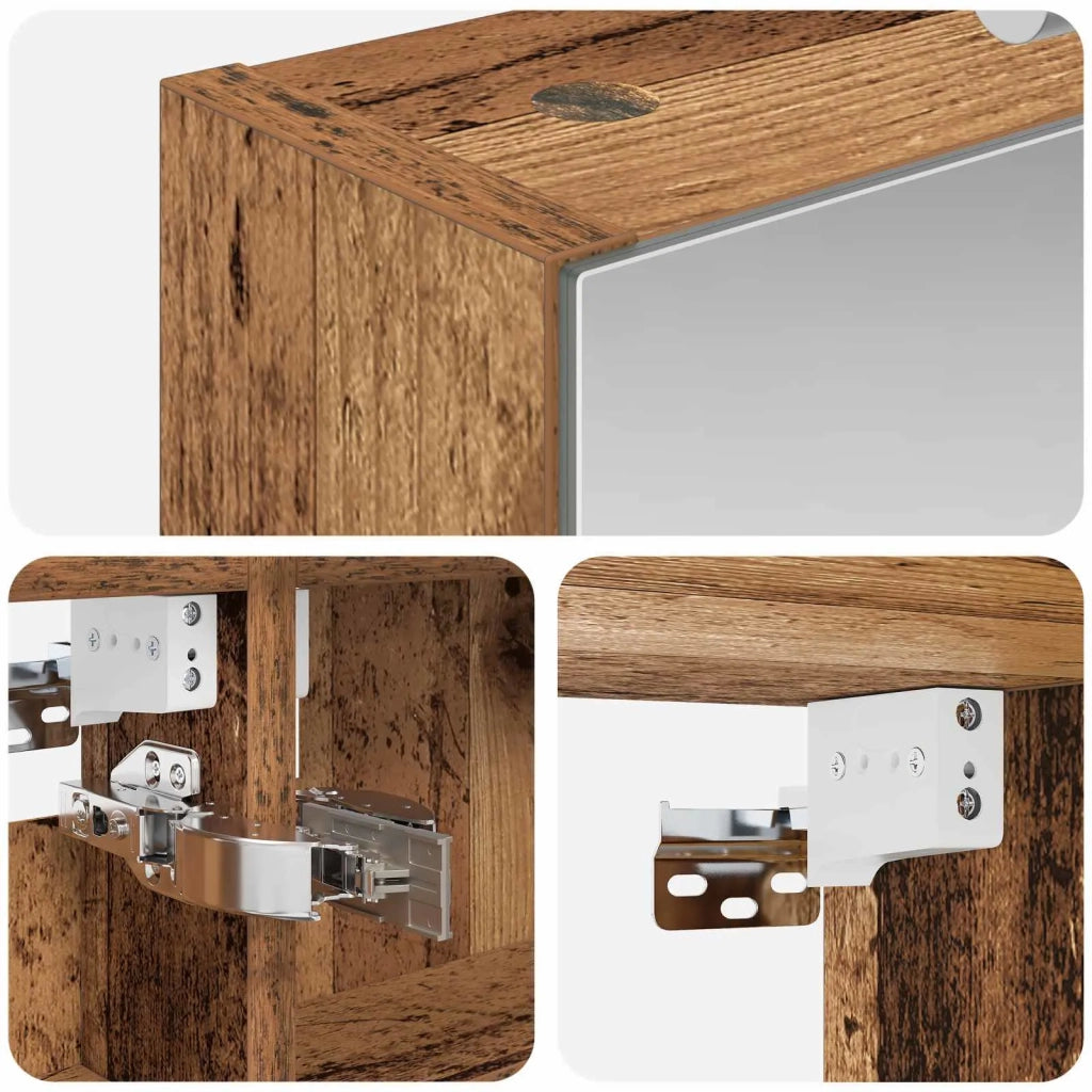Mobiletto per specchio da bagno Legno vecchio 889037