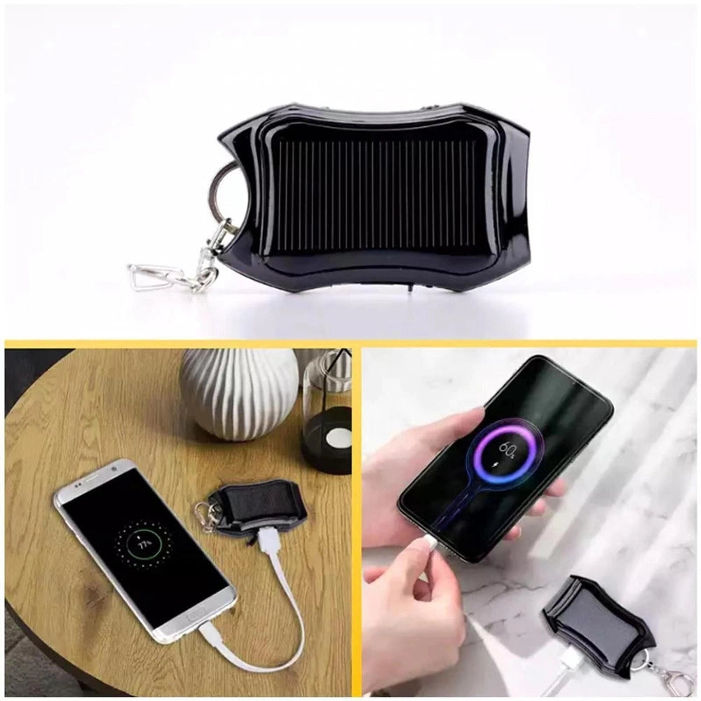 Trade Shop - Power Bank Solare Portabile A Portachiavi Caricatore Esterno Emergenza Con Luci Led Usb -