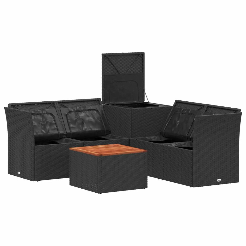 Set di divani 6 pz Nero e Bianco Crema 3447344