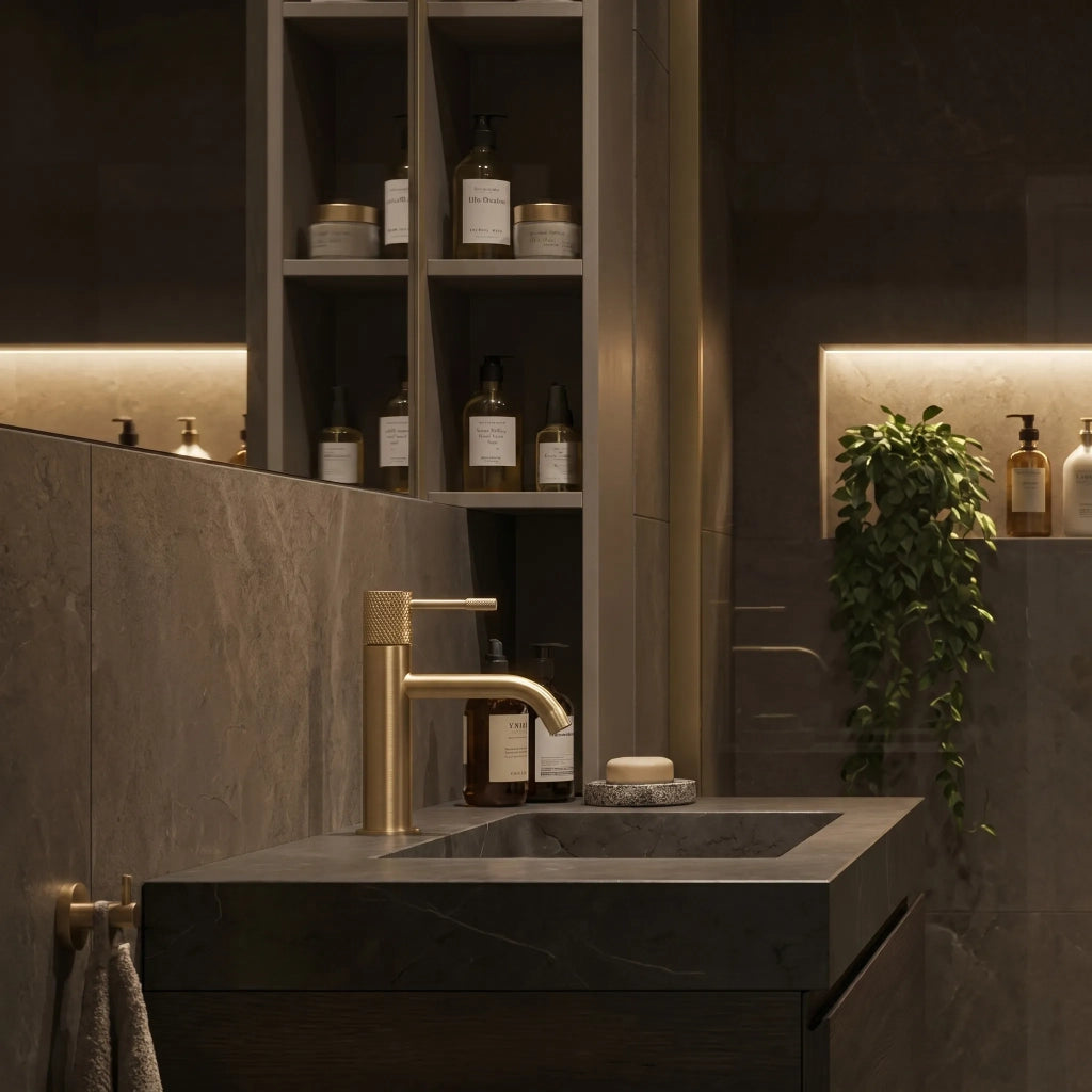 Rubinetto Da Lavabo Rea Venti Brush Gold Low