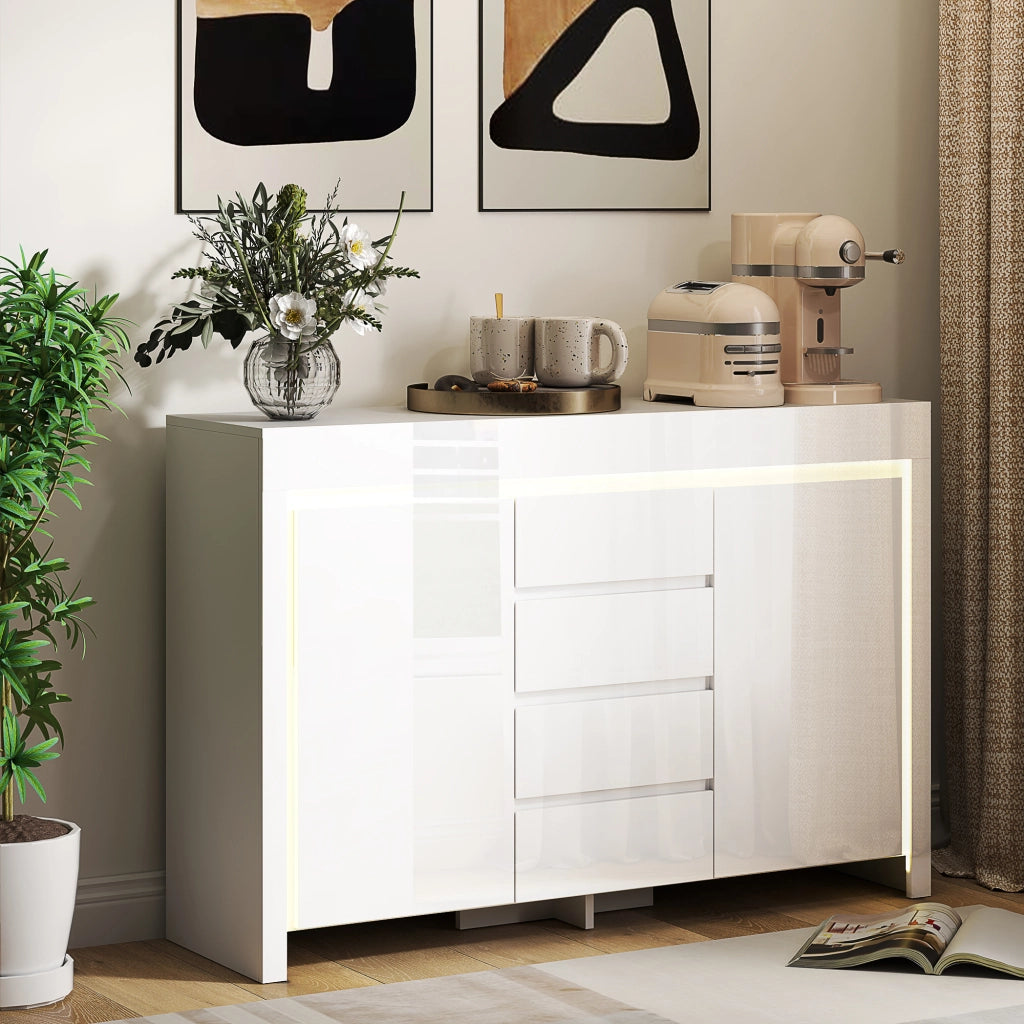 Buffet con cassetti e ante ¨C zephmum ¨C 120x34x80 cm bianco lucido
