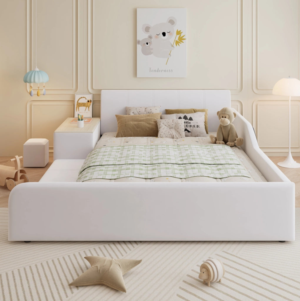 Letto imbottito per bambini 140x200 cm con scrivania e sgabello