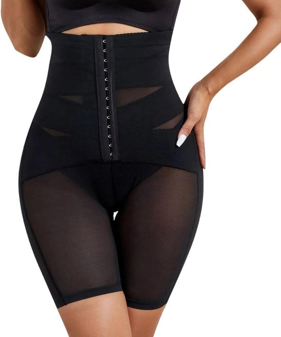 Sotto il reggiseno correttivo alta cintura donna nero push-up regolabile chiusura a goccia