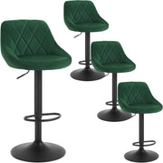 4x Sgabelli da Bar Moderni Girevoli Sedia Cucina Alta con Schienale Quadrato Senza Braccioli Altezza Regolabile in Velluto Verde Scuro BH219dgn-4