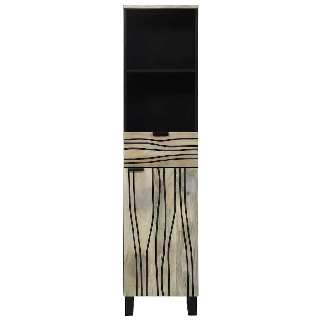 vidaXL Mobile da Bagno con lo scaffale Marrone e Nero 38 x 33 x 160 cm