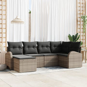 Set Divano Giardino 6 Pezzi con Cuscini Grigio Polyrattan