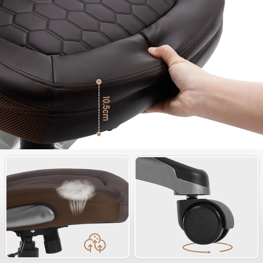Sedia Ergonomica da Ufficio con Supporto Lombare, Poltrona Ufficio con Funzione Basculante e Braccioli Regolabili, Altezza Regolabile, PU, Nero