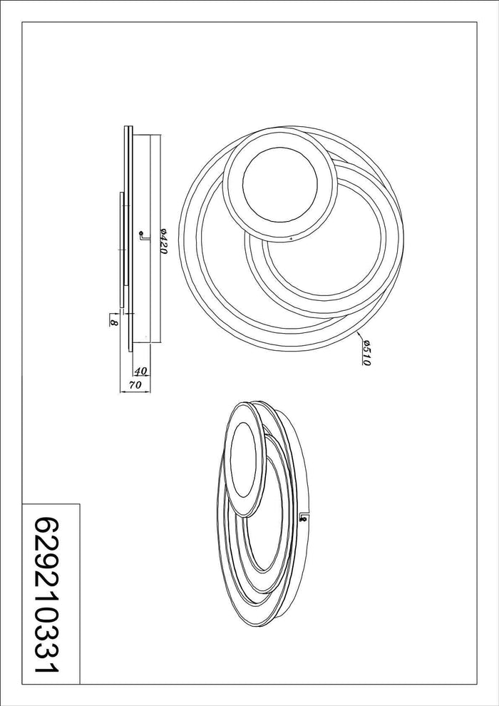Plafoniera LED cerchi, metallo, bianco, D 51 cm, Mita