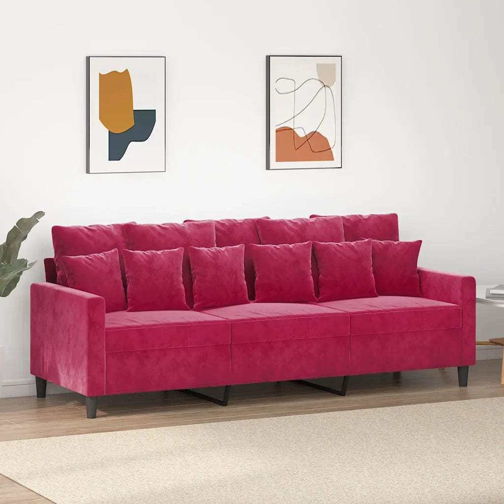 Divano a 3 Posti-Sofa 3 Posti Rosso Vino 180 cm in Velluto 839031