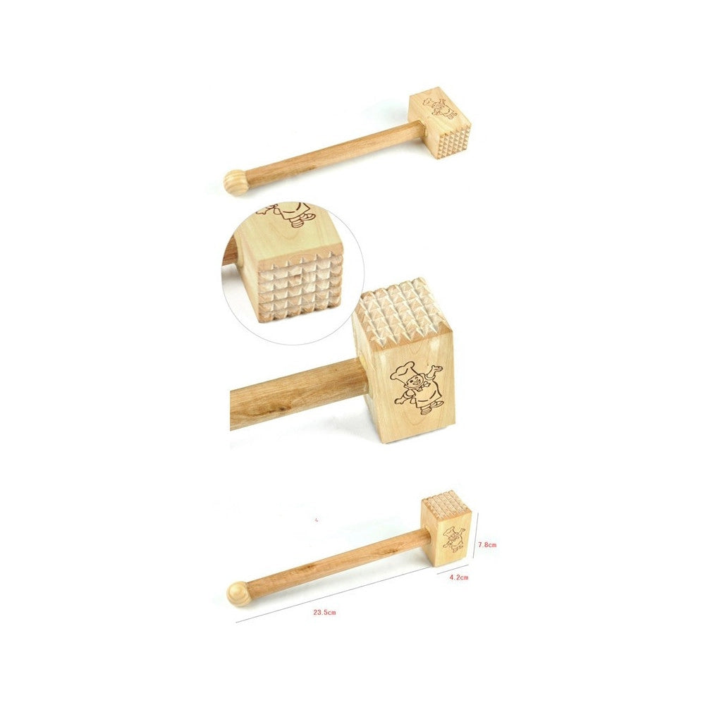 Trade Shop - Batticarne In Legno Martello Batti Carne Per Snellire Nervi Utensile Cucina Casa -