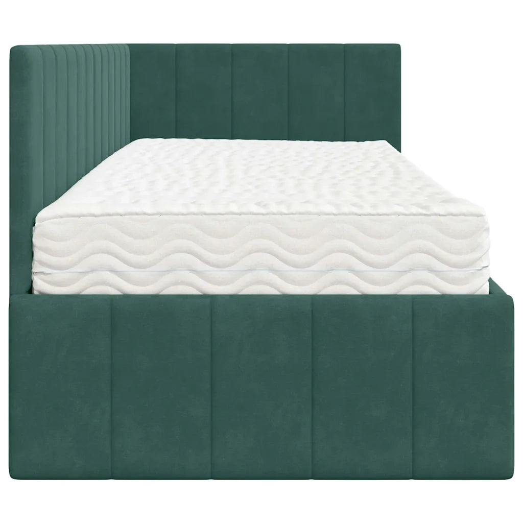 Struttura Letto Angolare con Materasso 2 pcs Verde Velluto 3393840