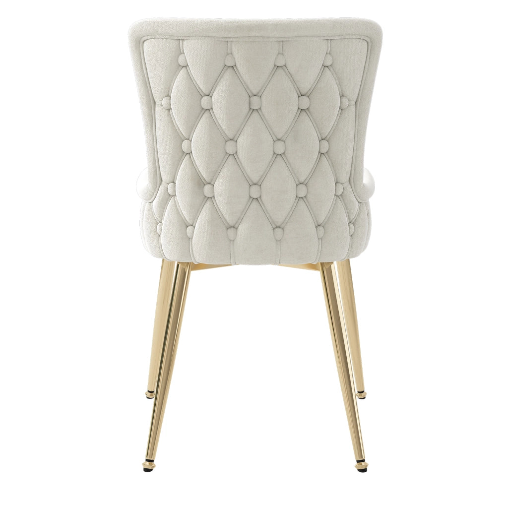 Set di 4 sedie da pranzo in velluto beige con gambe in metallo