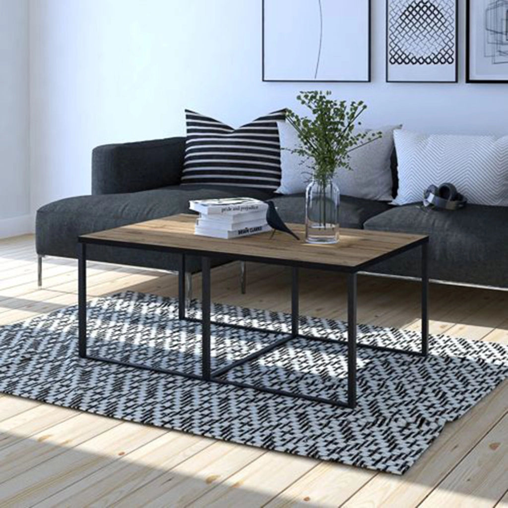 Livasi, Tavolino da Salotto Forma Rettangolare, 102x67x46h cm Marrone Rovere Scuro