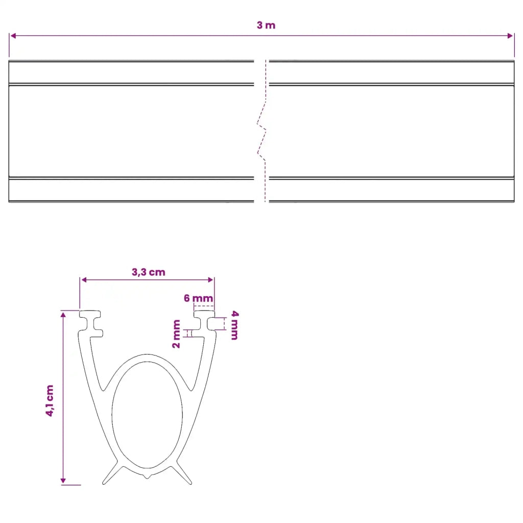 Sigillo Porta Garage Nero 41 x 33 mm 3 m PVC 42038293