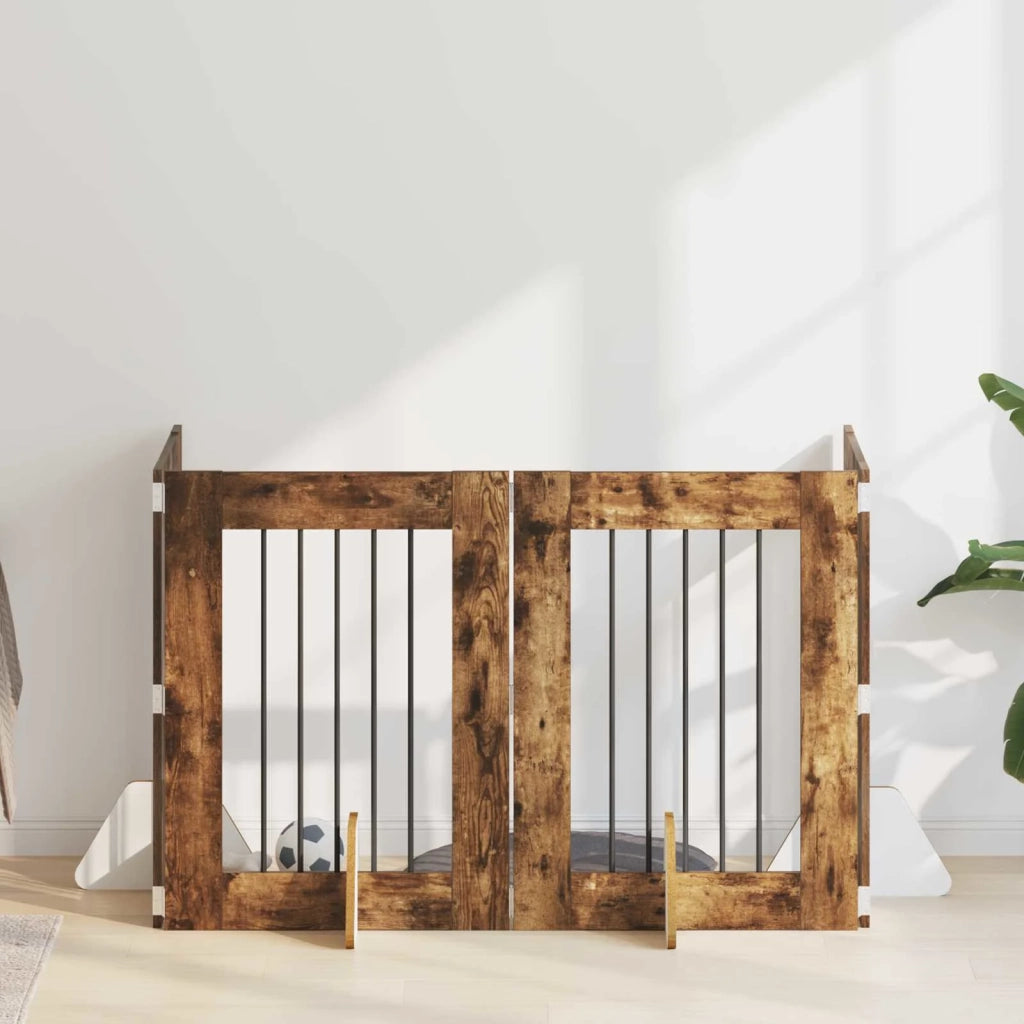 Cancello per cani con supporti 4 pz Rovere Fumo 60 x 80 cm CFW3977021