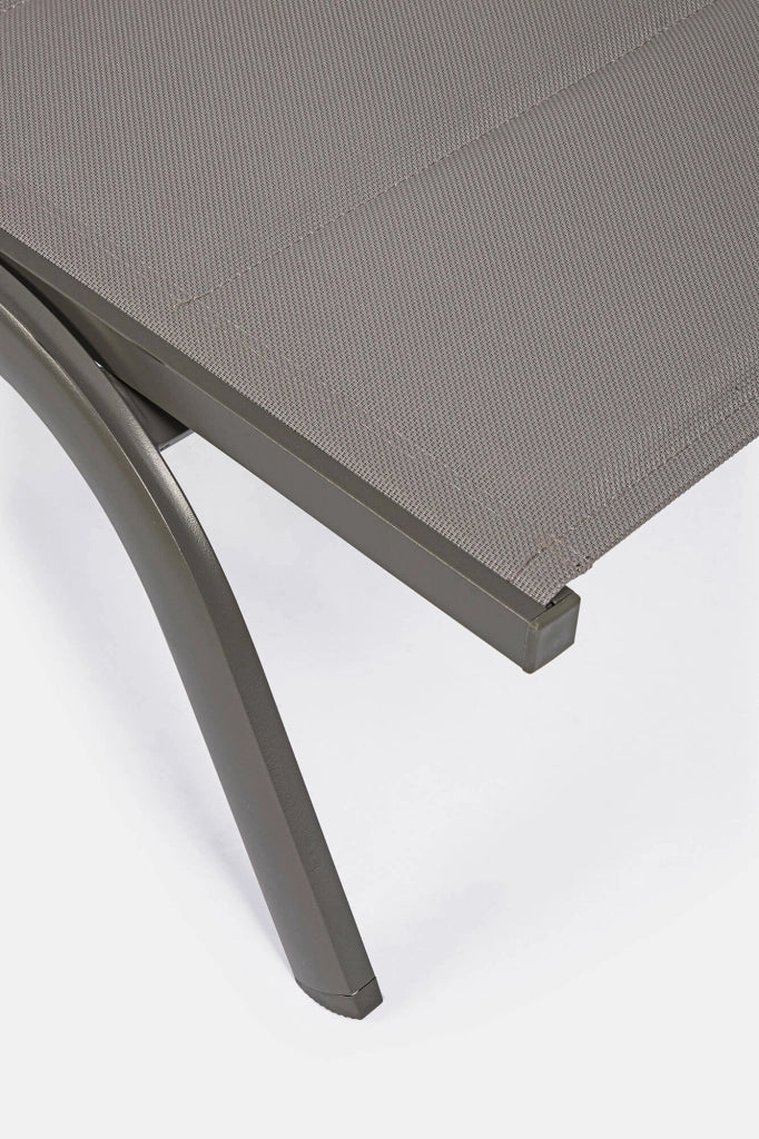 Lettino Prendisole da Giardino 61x192x96 cm con Ruote in Alluminio Tortora