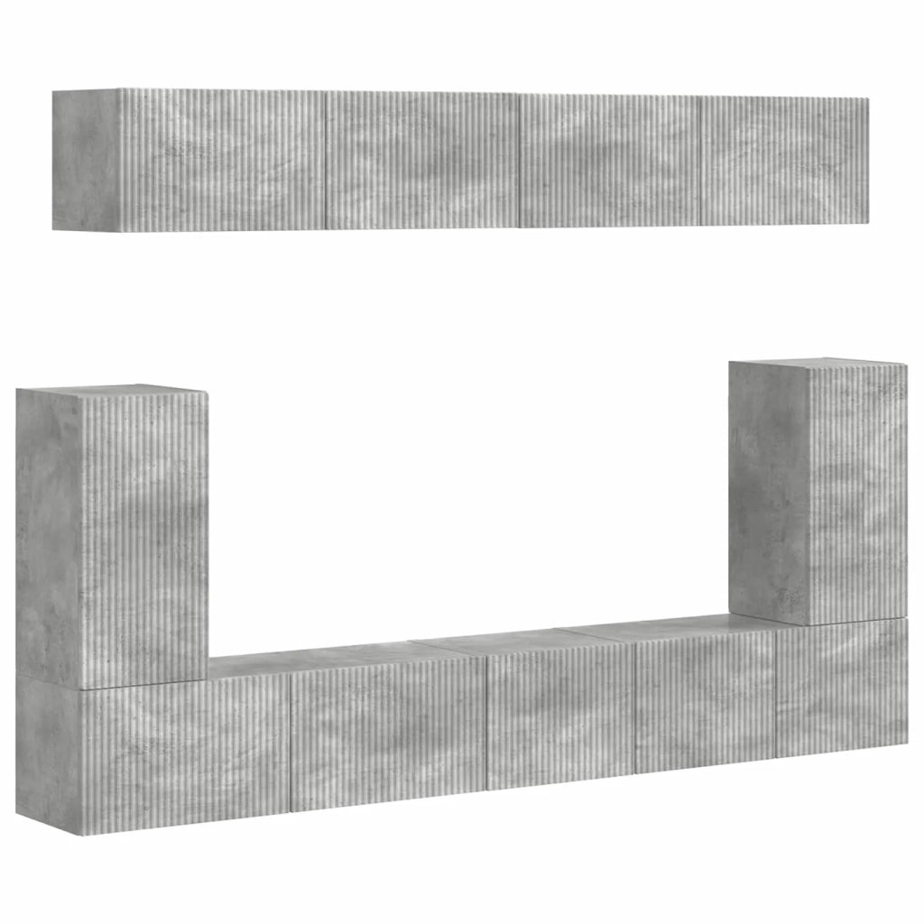 Set mobile TV 5 pcs Grigio cemento Legno multistrato