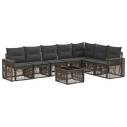 Set Divano da Giardino 8 pcs Grigio e Grigio Scuro polyrattan