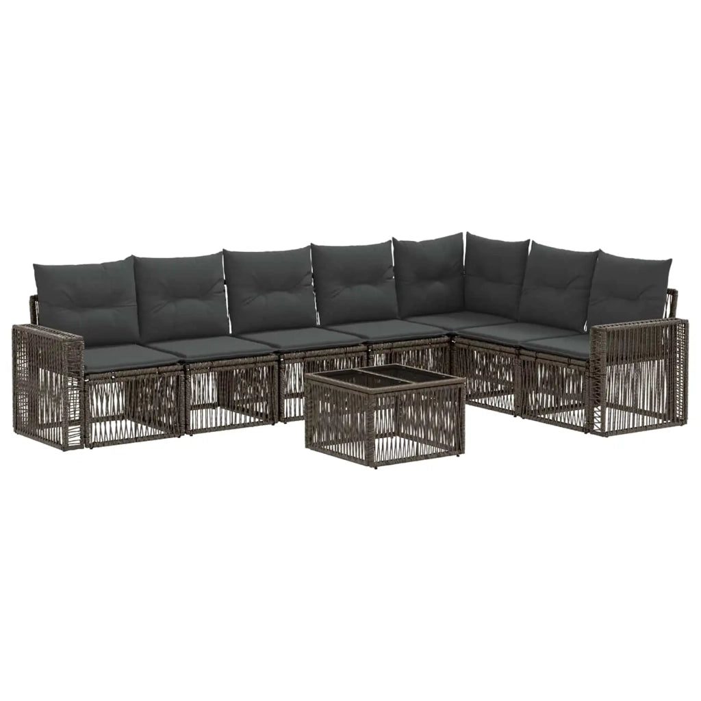 Set Divano da Giardino 8 pcs Grigio e Grigio Scuro polyrattan