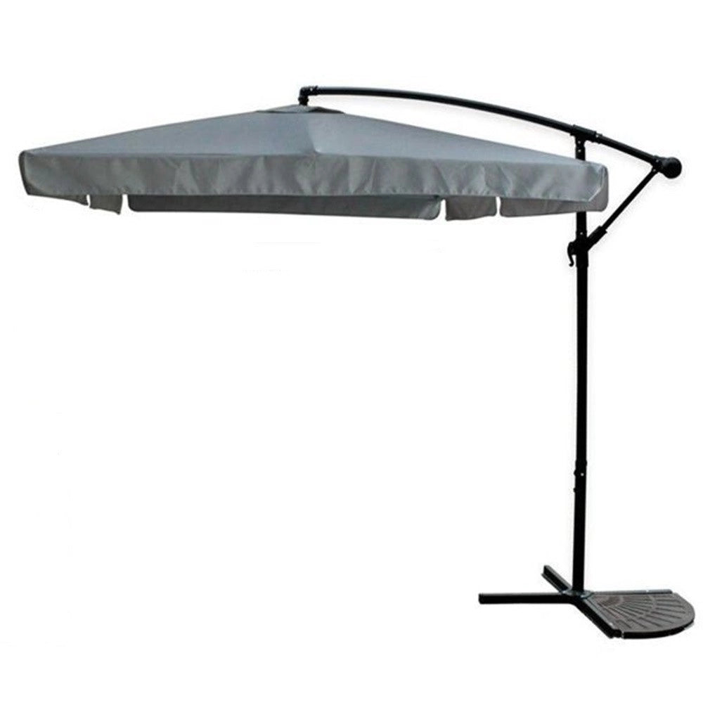 Trade Shop - Ombrellone A Braccio Laterale Da Giardino 3x3mt Protezione Sole Grigio Con Base 223217 -