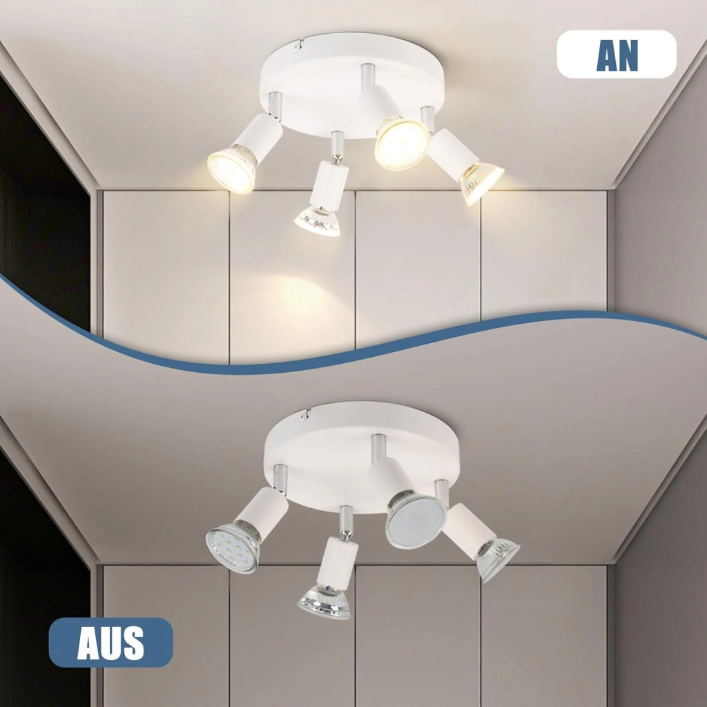 ZMH Faretto da soffitto 4 fiamme GU10 lampada da soffitto in metallo per camera da letto cucina corridoio