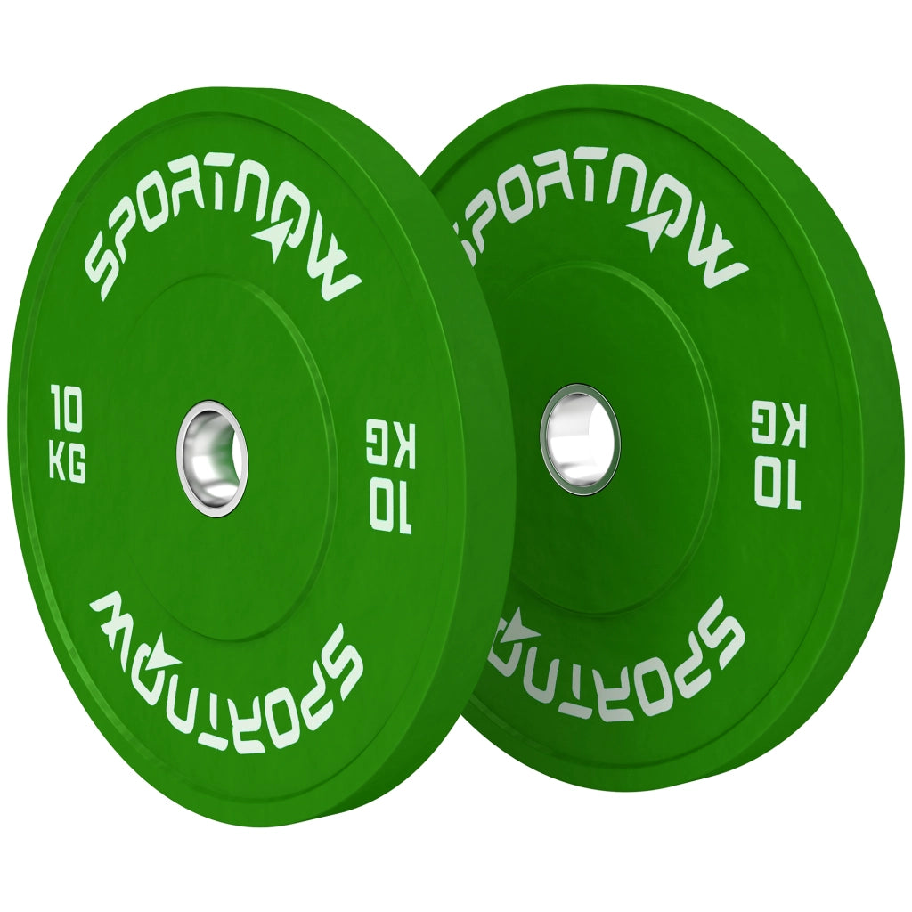 Dischi Pesi 10kg in Gomma ¨C Minimal ¨C Verde, Foro 2''/5 cm