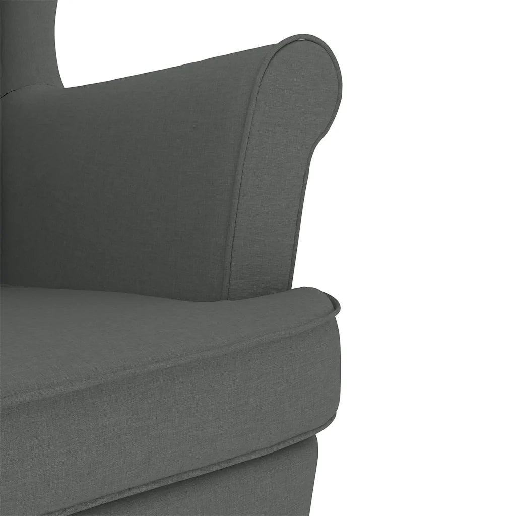 Poltrona a Dondolo | Sedia Relax con Poggiapiedi Grigio Scuro in Tessuto