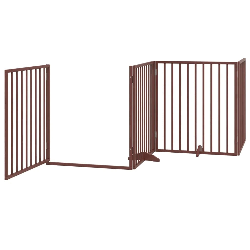 Cancelletto di sicurezza per animali domestici porta pieghevole 8 pannelli legno di pioppo marrone 02_0023248
