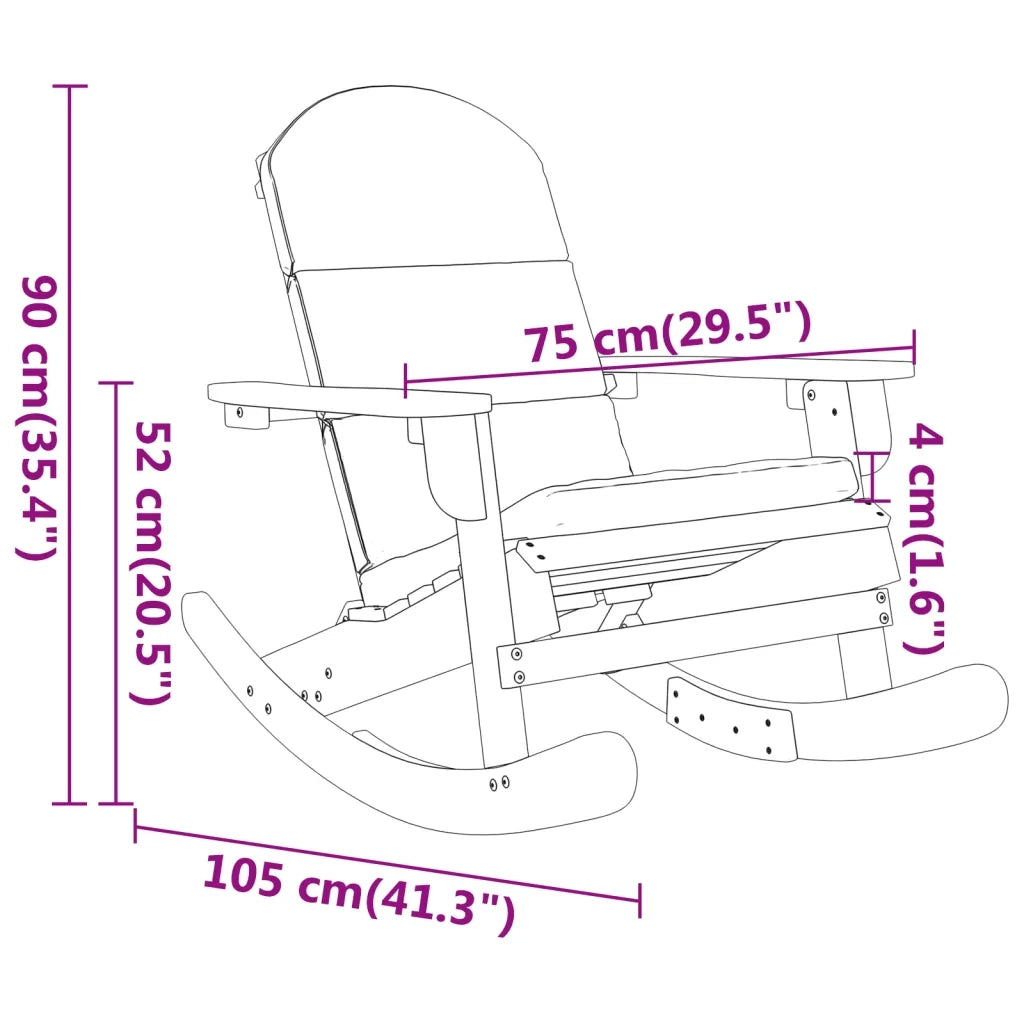 Sedia a Dondolo Adirondack con Cuscini Legno Massello di Acacia 360036