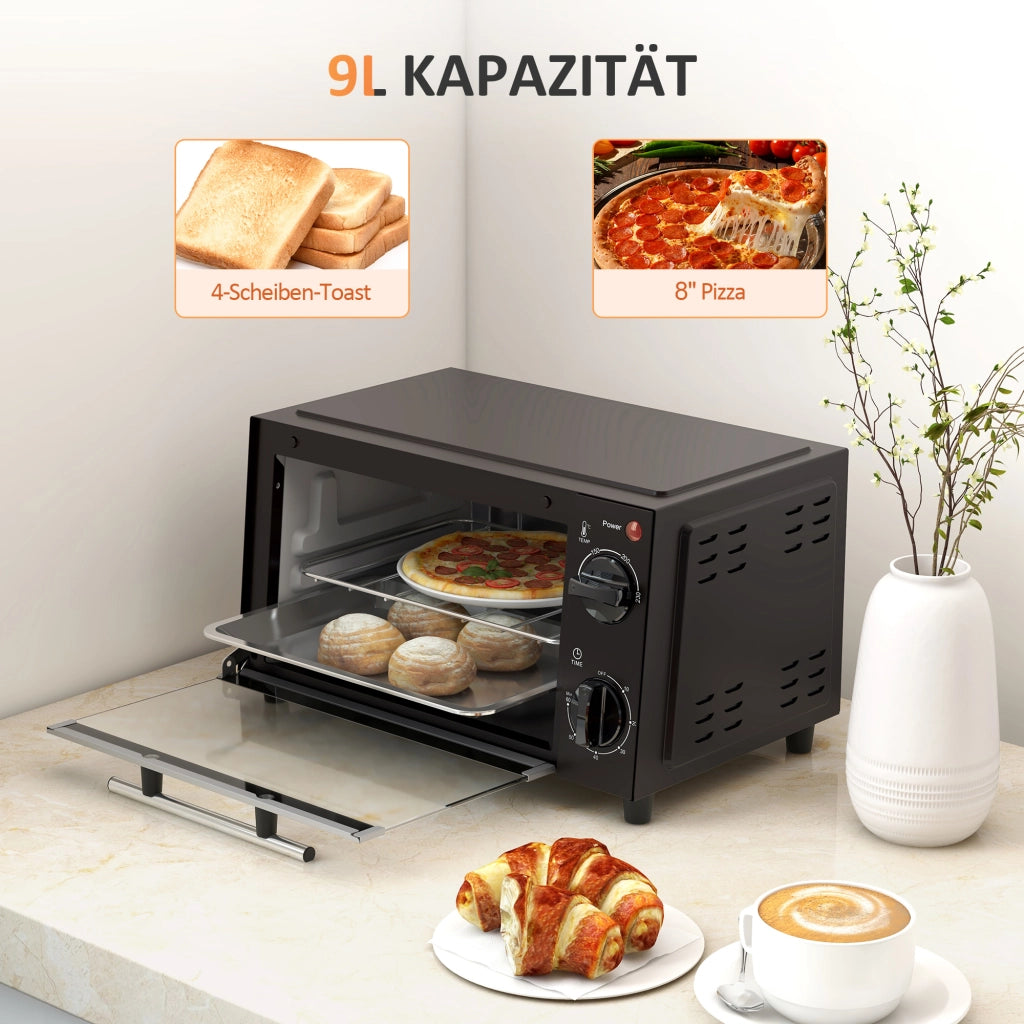 Forno elettrico 9L ¨C zephmum ¨C Griglia e teglia inclusi, Nero