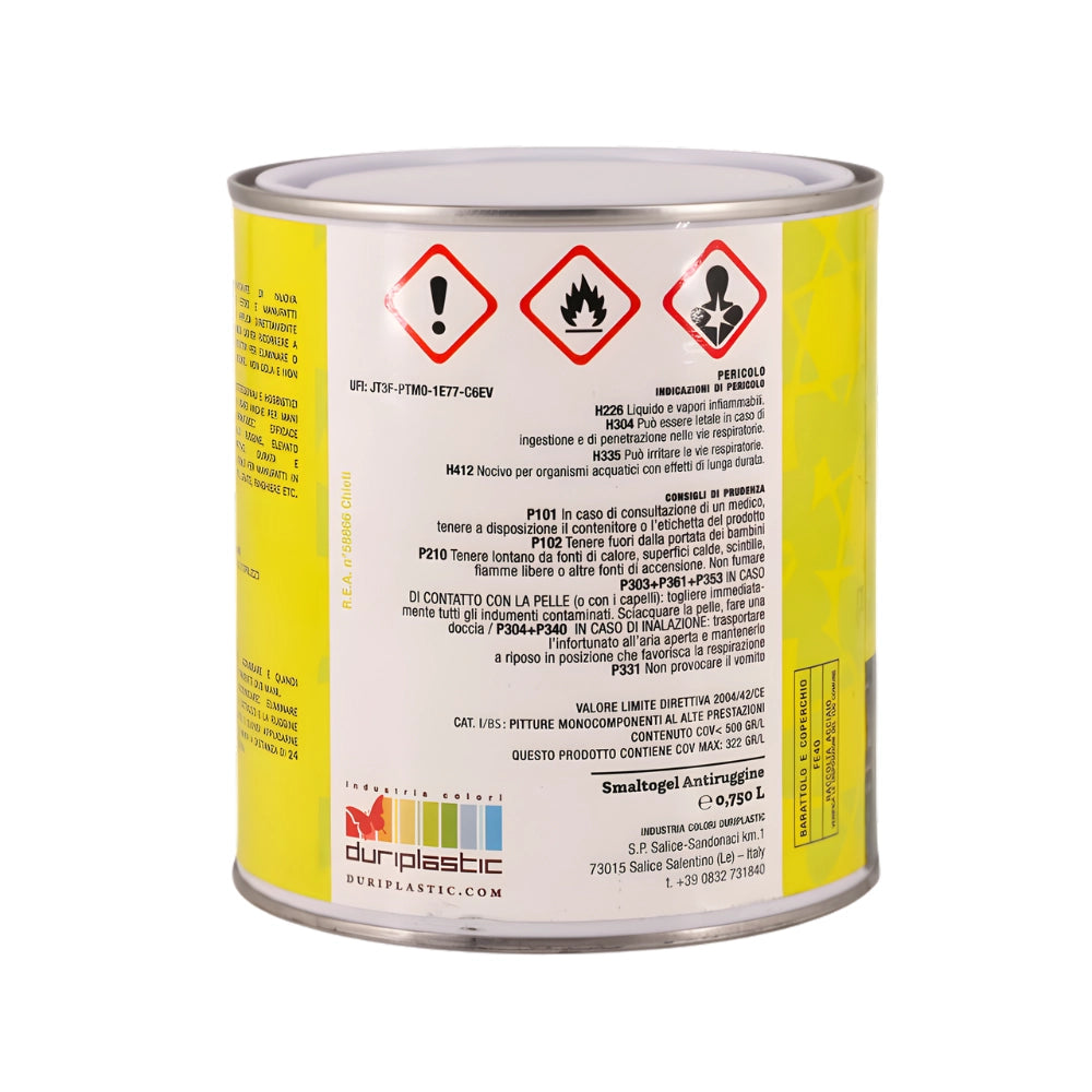 Durilux smalto gel sintetico antiruggine per ferro *** colore- giallo segnale - ral 1003, finitura lucida, confezione 1
