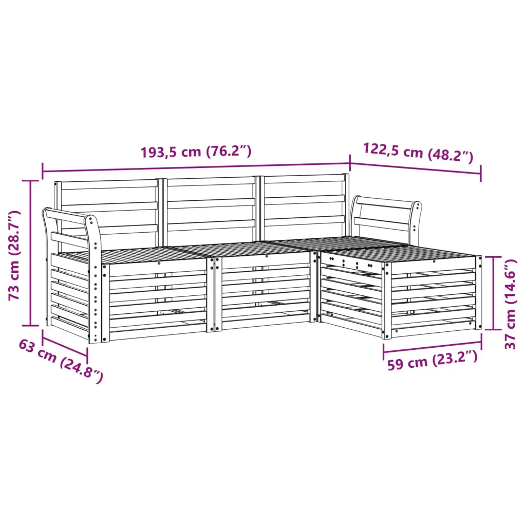 Set divani 4 pcs Naturale Legno di Acacia Massello 3374609