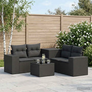 Set di divani 6 pz Nero Rattan sintetico e Acciaio 3447553