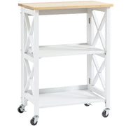 Carro da cucina pleghevole con 2 ripiani e ruote ¨C zephmum ¨C 60x40x84 cm bianco