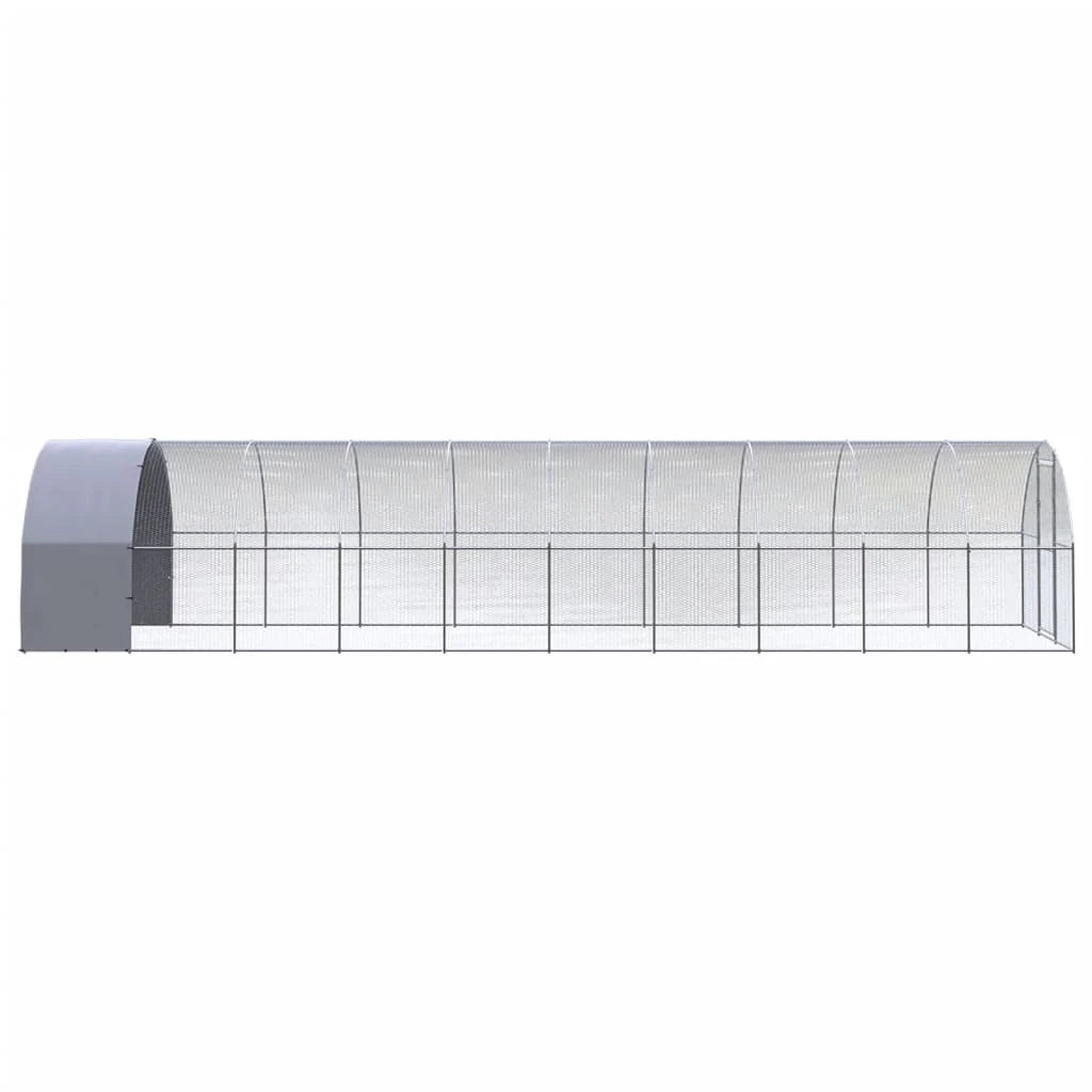 Pollaio/recinto/gabbia per polli da esterno 3 x 10 x 2 m acciaio zincato argento 02_0043996