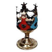 Portacandele metallo con angeli oro tondo cm Ø10xh21