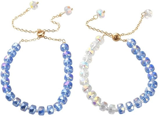 Bracciali estensibili - 2 pezzi di perle vetro - bracciali boho da donna - accessori trendy - forma comoda - adatti per look da festa