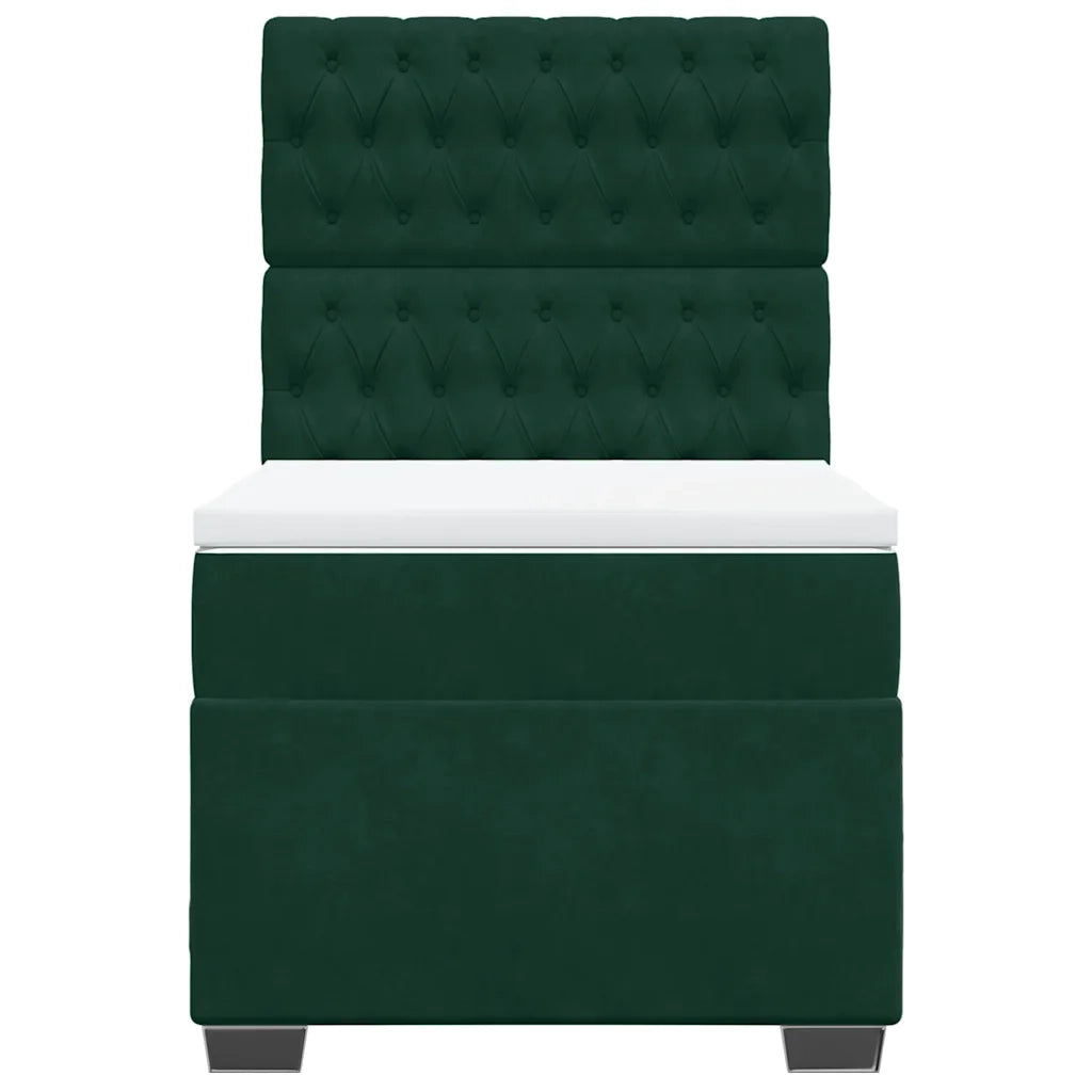 Giroletto a Molle con Materasso Verde Scuro 90x190 cm Velluto