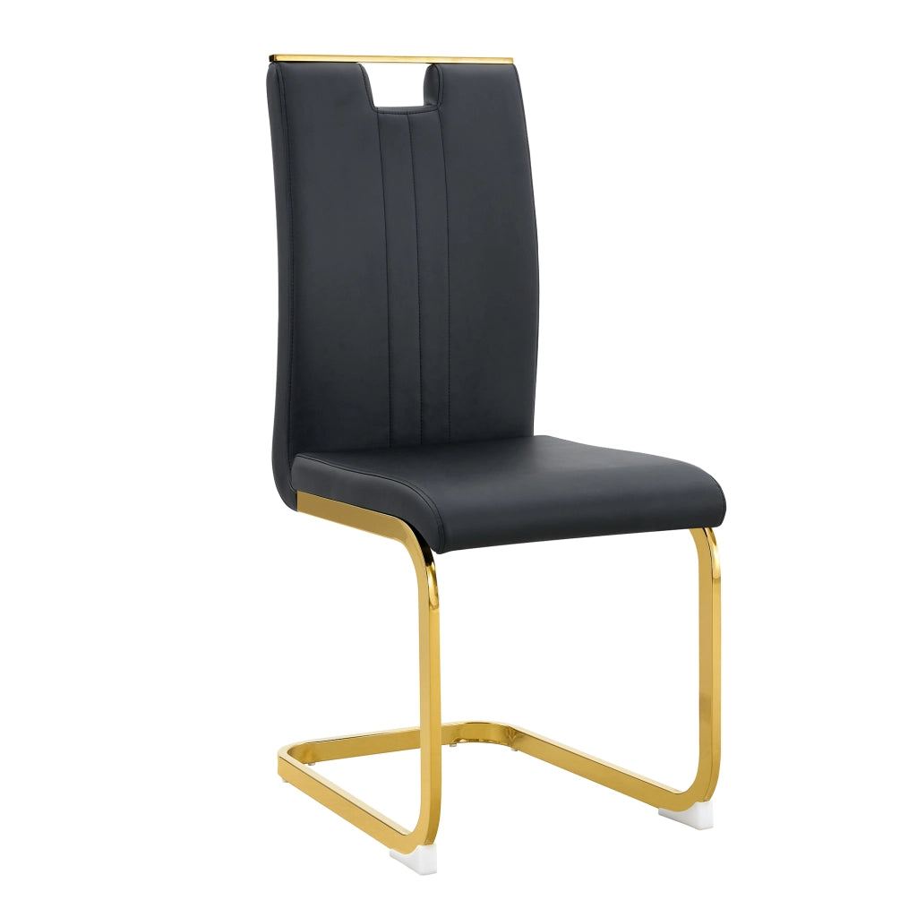 Sedia da pranzo con schienale ergonomico e piedini antiscivolo facile da pulire per cucina e ufficio in PU nero