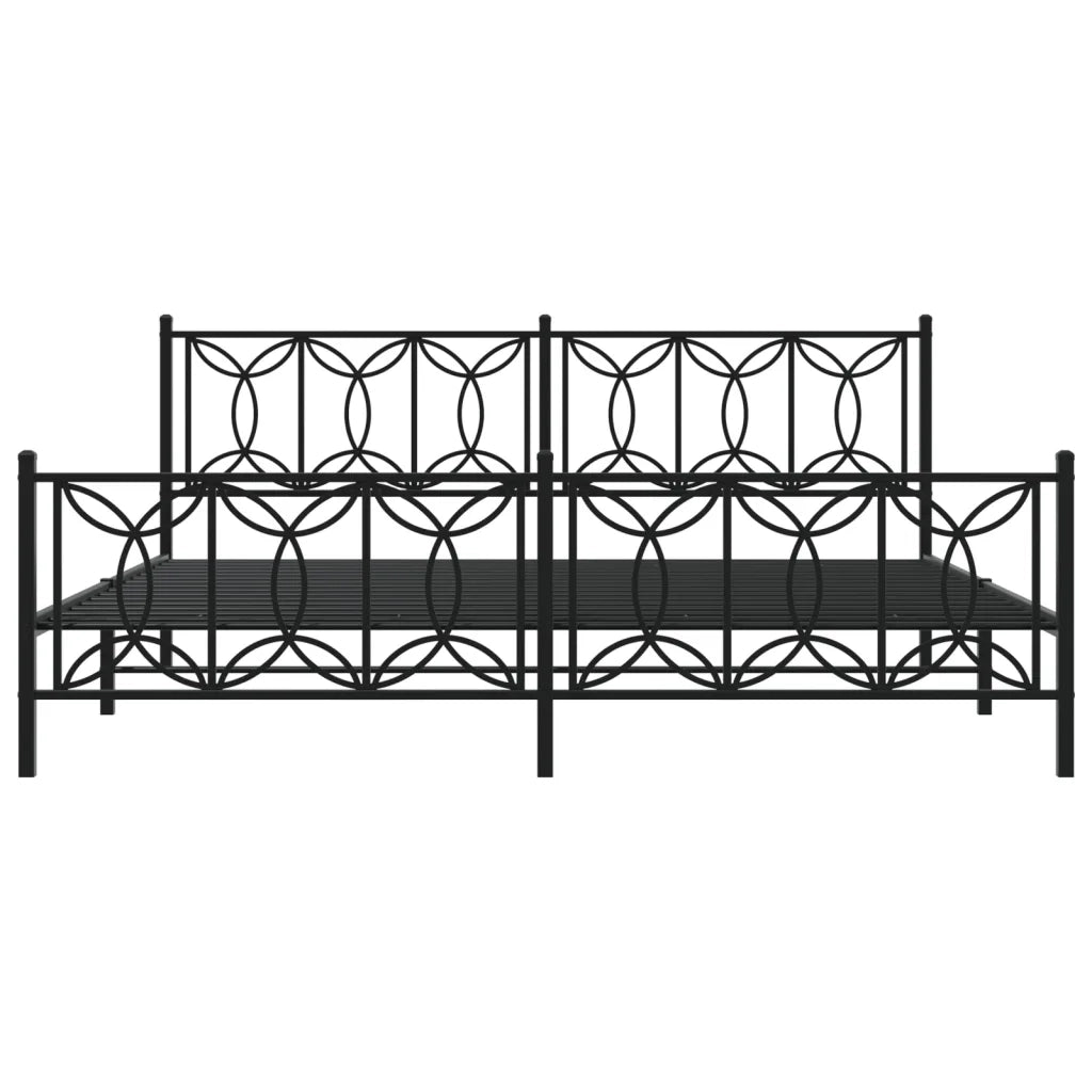 Giroletto con Testiera e Pediera Metallo Nero 193x203 cm